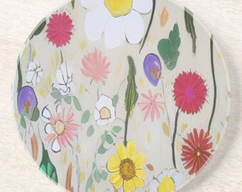 Floral and Botanic Sandstone Coaster, Botanic Friendship Gift, Floral Valentine's Day Gift