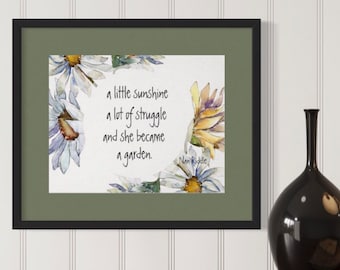 Daisy Print, Wall Art, Quote, White Daisy, Yellow Daisy, Watercolor, Floral Poster Print