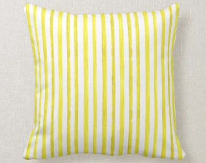 Yellow Striped Pillow, Yellow White Watercolor Stripe Pillow, Cover and Insert, Yellow White Pillow, Accent Pillow, Living Room Refresh