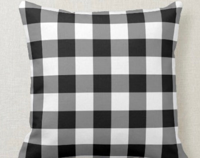 Buffalo Plaid Throw Pillow, Black and White, Checked Pillow, 16 X 16, Pillow and Insert