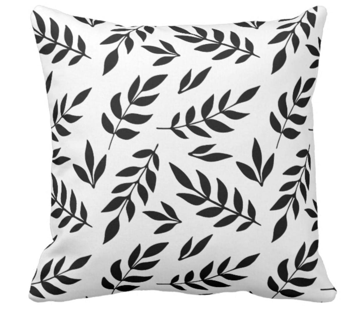 Black & White Botanical Throw Pillow