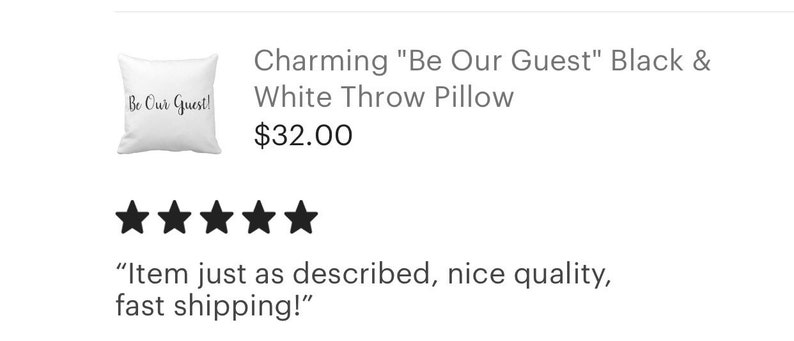 Charming Be Our Guest Black & White Throw Pillow image 2