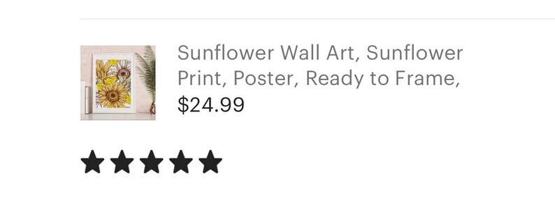 Sunflower Wall Art, Sunflower Print, Poster, Ready to Frame, Sunflower Wall Decor, Sunflower Home Decor, Sunflower Floral Print image 3