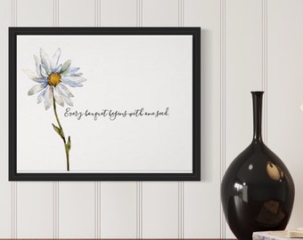 Daisy Wall Art, Print, Watercolor, "Every Bouquet Begins with One Seed" Floral Poster