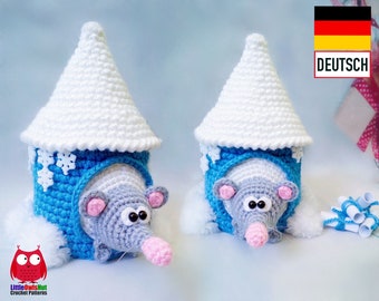 234DE Maus im Winterhaus - Amigurumi PDF Knittoy Etsy