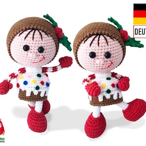 172DE Häkelanleitung Puppe im Weihnachtsmuffin Kleid - Amigurumi PDF Stelmakhova Etsy