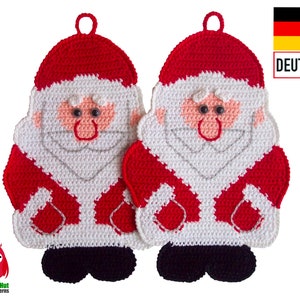 039DE Häkelanleitung Weihnachtsmann Topflappen - Amigurumi PDF Zabelina Etsy