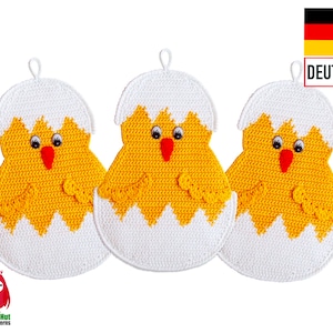 112DE Häkelanleitung Kleines Küken Topflappen - Amigurumi PDF Zabelina Etsy