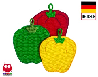 070DE Häkelanleitung - Paprika Topflappen Pdf Zabelina Etsy