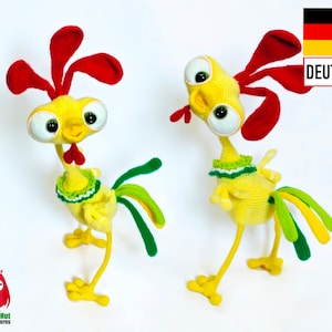132DE Häkelanleitung Kleiner Hahn Kubrik - Amigurumi PDF Pertseva Etsy