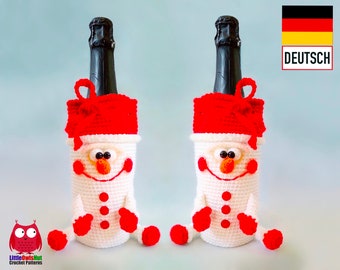 278DE Häkelanleitung Flaschenüberzug Schneemann - PDF Knittoy Etsy