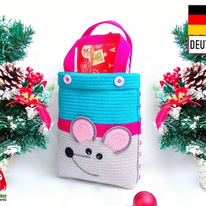 246DE Häkelanleitung Geschenktasche Maus - PDF Zabelina Etsy