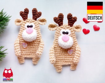 274DE Häkelanleitung Rentier Brosche - Amigurumi PDF Knittoy Etsy