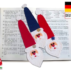 168DE Häkelanleitung Weihnachtsmann Lesezeichen - Pdf Zabelina Etsy
