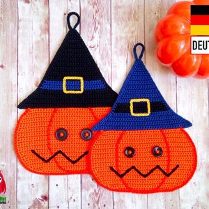 Mud Pie Halloween Topflappen Kürbis – Häkelstrick, 100 % Baumwolle, Hitzebeständig