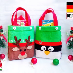 247DE Häkelanleitung Geschenktaschen: Rentier und Pinguin - PDF Zabelina Etsy