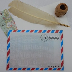 Envelopes de correio aéreo com selo automático feito à mão com tema C5 de Roma