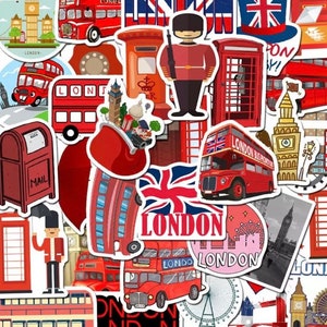Pegatinas animadas de destino de viaje londres Inglaterra. Pegatinas de viaje surtido pack de 50