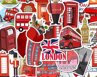 Animated london England travel destination stickers. Travel stickers assorted pack of 50