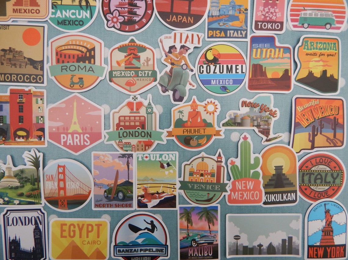 Animated travel destination stickers of the world. travel | Etsy