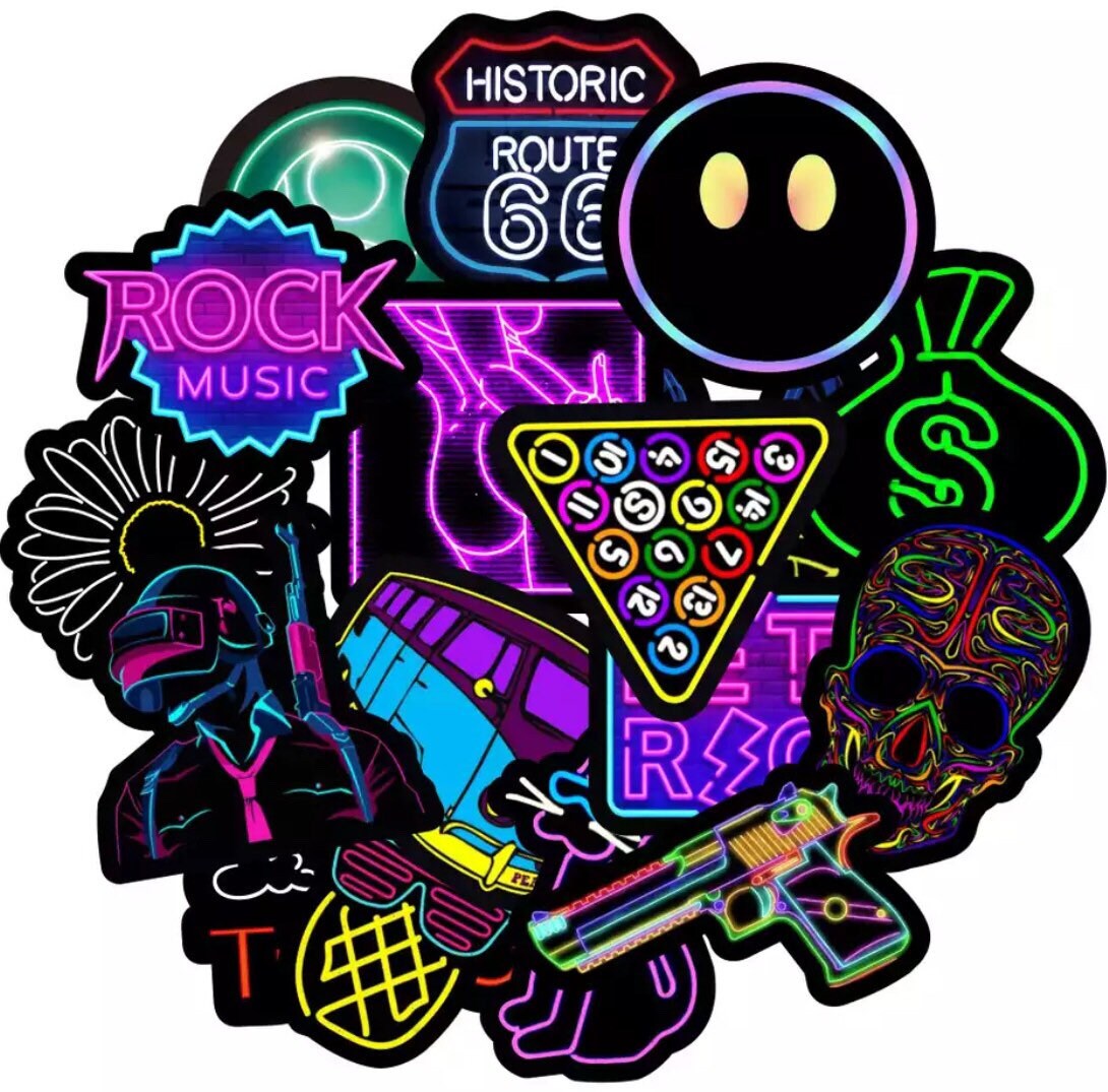 Neon sign stickers. assorted pack of 50 Etsy