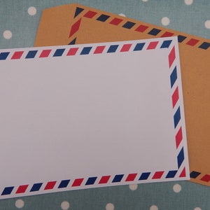 Sobres autosellados con borde para correo aéreo C5 vintage