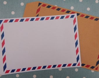 Vintage C5 Air Mail Border Self Seal Envelopes
