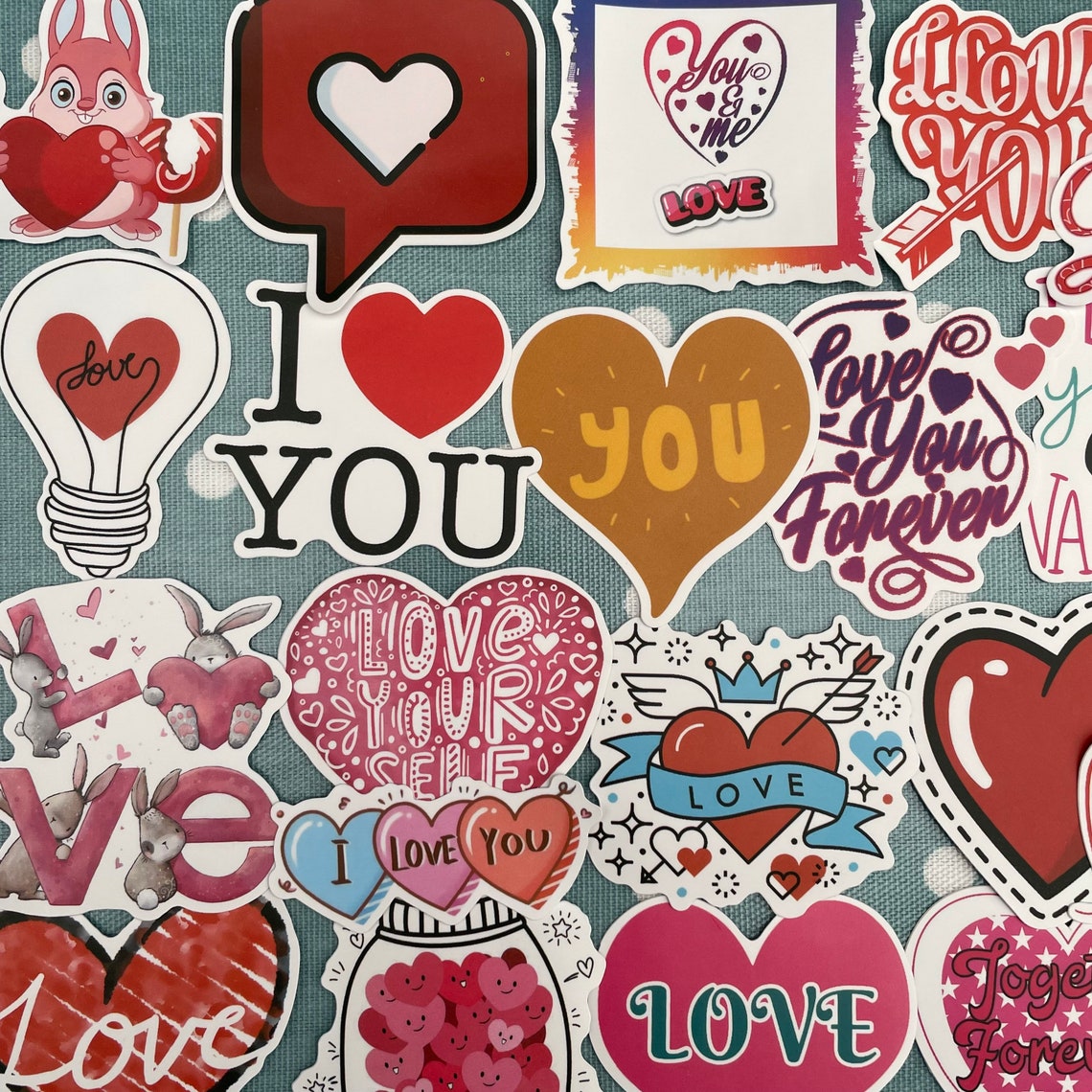 Love and romance stickers. assorted pack of 50 Etsy