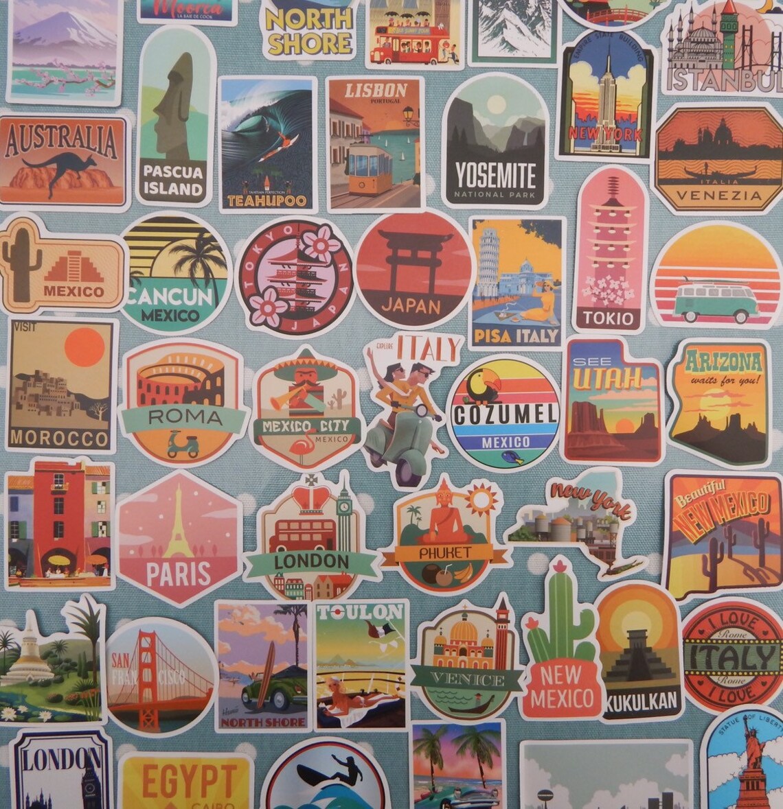 Animated travel destination stickers of the world. travel | Etsy