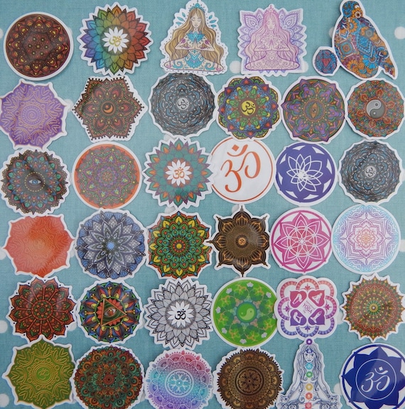Mandala Spiritual Stickers. Assorted Pack of 35 