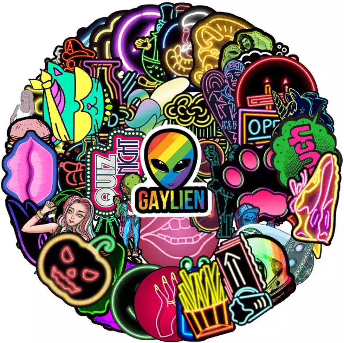 Neon sign stickers. assorted pack of 50 Etsy