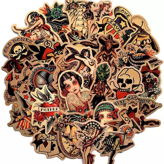 Vintage Tattoo Pin up Girl Retro Stickers Assorted Pack of 50 - Etsy Vintage Tattoo Pin up Girl Retro Stickers Assorted Pack of 50 - Etsy