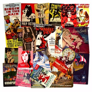 Classic movie poster stickers, golden age of Hollywood and childhood classics. Assorted pack of 46.