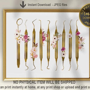 Dental Hygiene Scalers Art, Dental Hygienist Gift, Dental Art, Dentist Gift, Dental Assistant Gift, Dental Student Graduation Gift, Digital