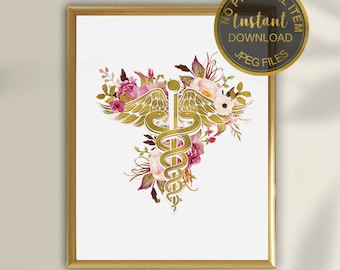 Caduceus Symbol Print,Medical Symbol, Gift for Doctor, Graduation Gift, Medical Student, Doctor Thank You Gift, Doctor Gift, Medical Decor