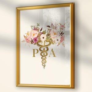 Physician Assistant Gift, Caduceus Printable Art, Medical Wall Decor for PA Office, Instant Download Graduation Gift, Doctor Present