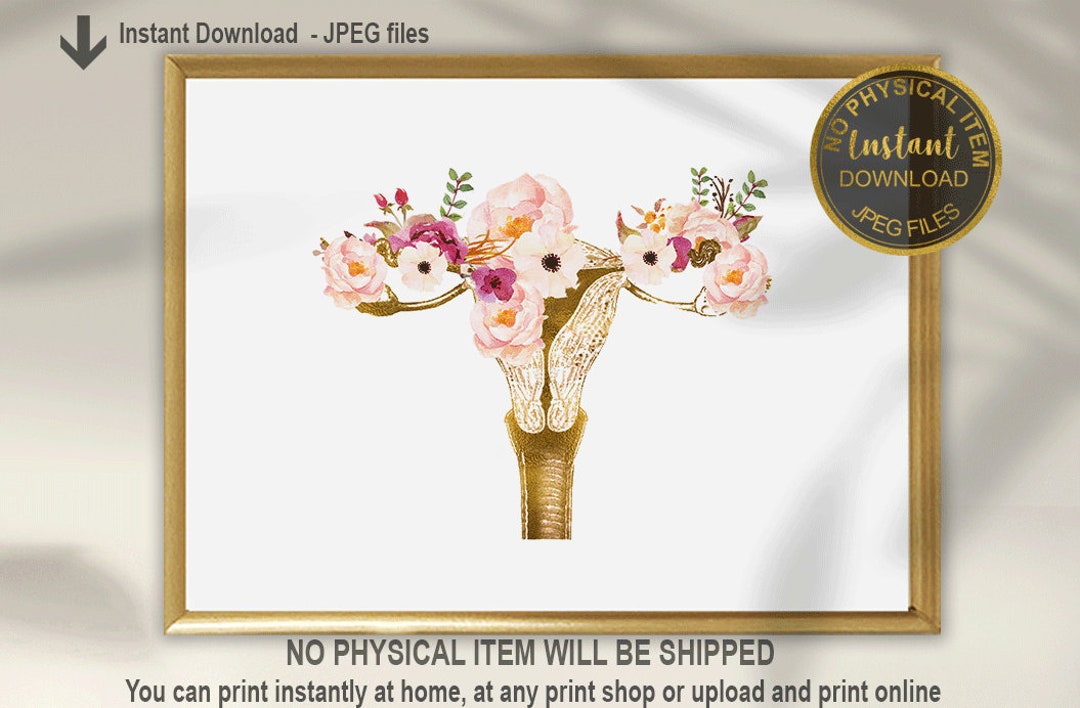 Floral Uterus Art Print, Female Anatomy Wall Art, Feminine Reproductive ...