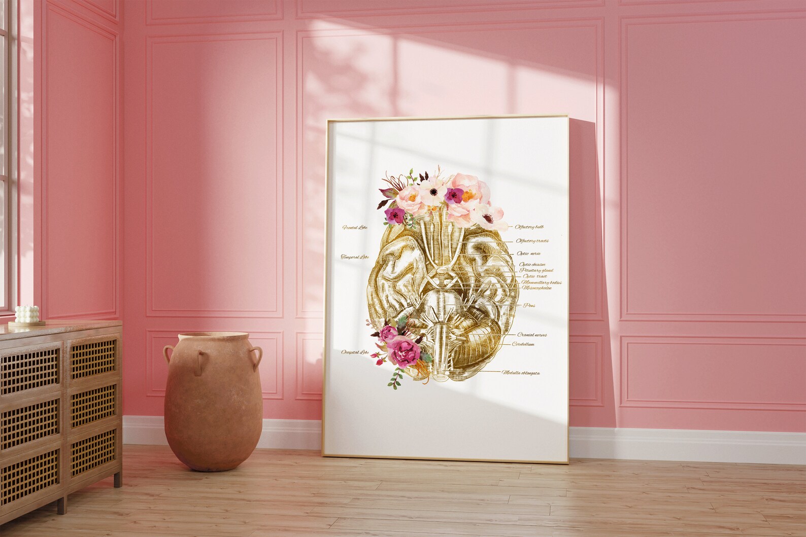 Floral Brain Anatomy Art Print, Medical Brain Wall Art, Neurologist ...