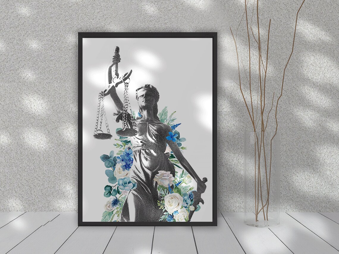 Lady Justice Art Lawyer Gift Themis Lady Justice Print Law Etsy
