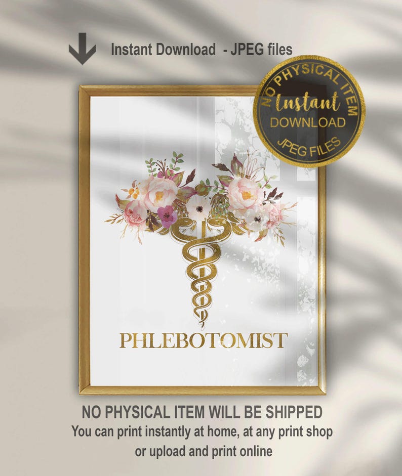 Phlebotomist Gift: Phlebotomy Art Print with Caduceus for Graduation & Tech, Unique Enorasis Wall Decor image 9