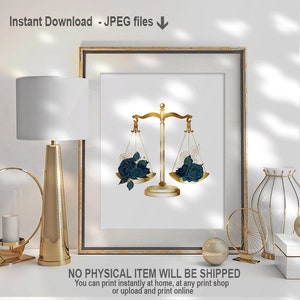 Print Scales of Justice Art | Lawyer Graduation Gift, Attorney & Paralegal Office Decor, Judge Legal Assistant Wall Art