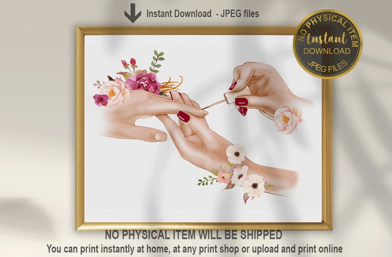 Nails Poster, Beauty Salon Poster, Nail Salon Art, Manicure Print, Nails Decor, Nails Studio Decor, Nail Technician Gift, Printable Art