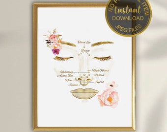 Nose Piercing Chart Art Print, Piercing Poster, Piercings Studio Wall Art, Piercing Decor, Piercing Gift, Piercing Wall Art, Printable Art