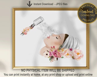 Esthetician Face Steamer Art Print | Facial Spa Poster, Skincare Treatment Wall Art (Printable)