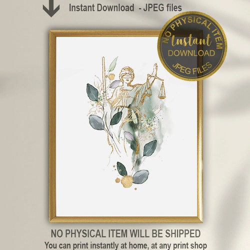 Lady Justice Artwork Lawyer Art Print Law Wall Art Attorney Etsy