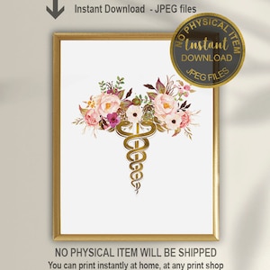 Caduceus Anatomy Wall Art | Doctor Graduation Gift | Printable Medical Office Decor