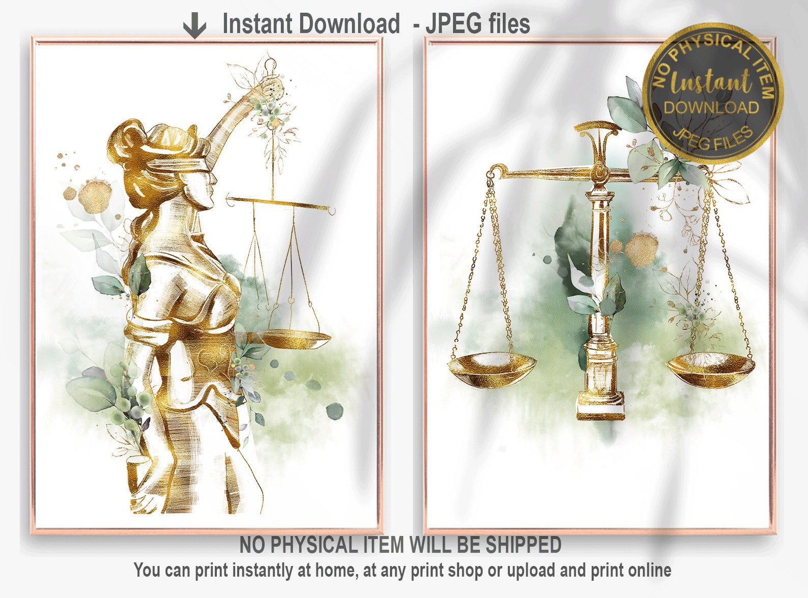 Lawyer Art Print Set, Law Office Decor, Lady of Justice Wall Art ...
