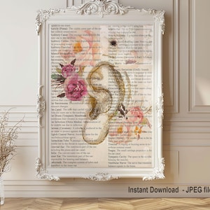 Ohr Anatomie druckbare Kunst | HNO Wand Dekor | Hörgeräteakustiker Geschenk | Lexikon Kunst |  Arztpraxis | Digitaler Download