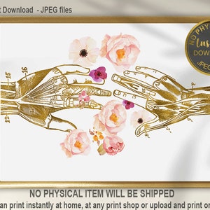 Human Hands Anatomy Art, Orthopedic Art, Chiropractor Office Decor, Chiropractor Graduation, Massage Therapist Graduaction, Physiotherapist