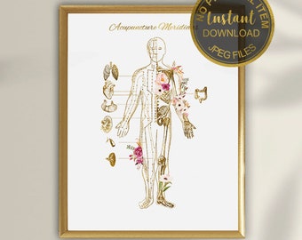 Acupuncture Meridians Art Print | Traditional Chinese Medicine Wall Art | Acupuncturist Office Decor | Printable TCM Poster